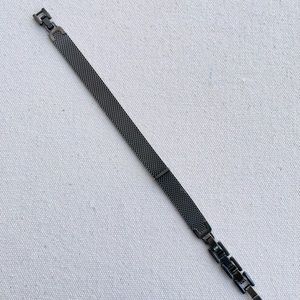 *Mesh Bracelet Band* Retired KEEP COLLECTIVE Hematite Adjustable Fold Over Clasp